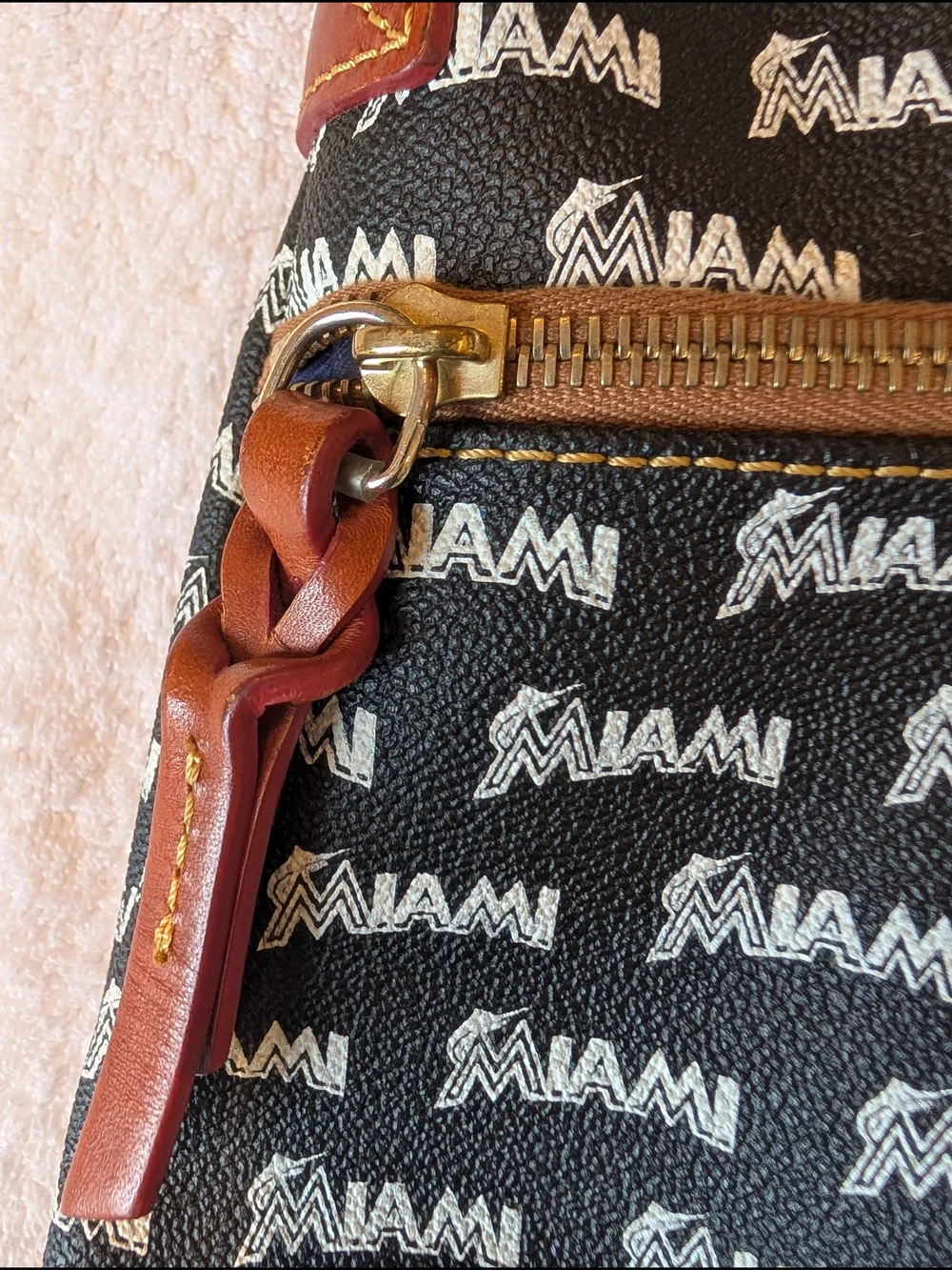 Dooney & Bourke MLB Miami Marlins Gameday Crossbody Bag Black Leather Trim